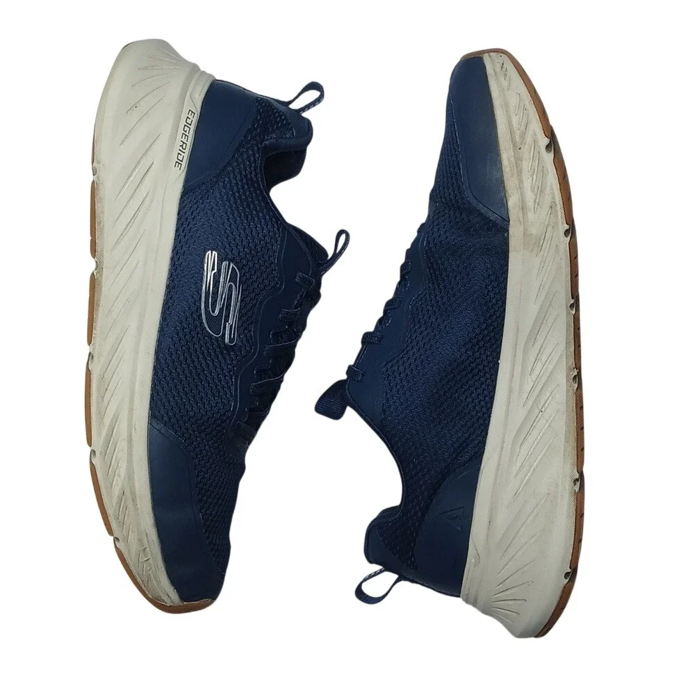 Skechers Edgeride Navy Blue White Running Shoes Mens Sneakers‎